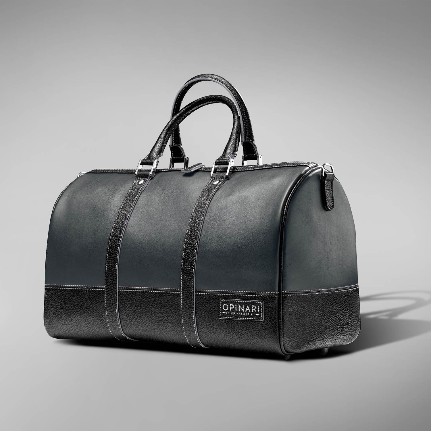 Duffle bag leather Italian black grey