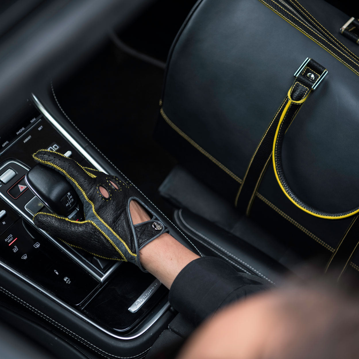 Porsche Italian duffle bag yellow black