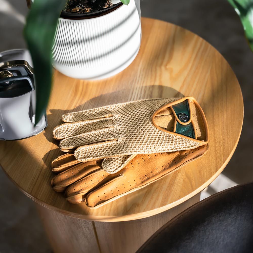 Crochet Italian string back handmade men's driving gloves