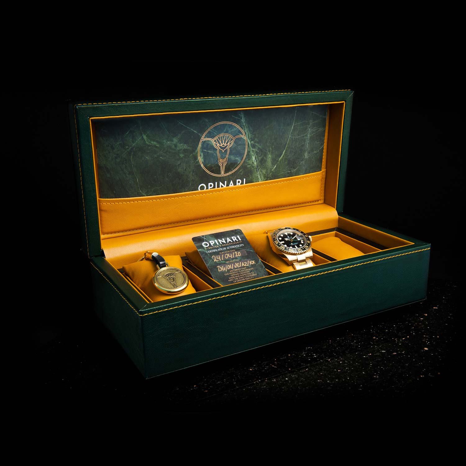 Italian Green driving gloves essentials case