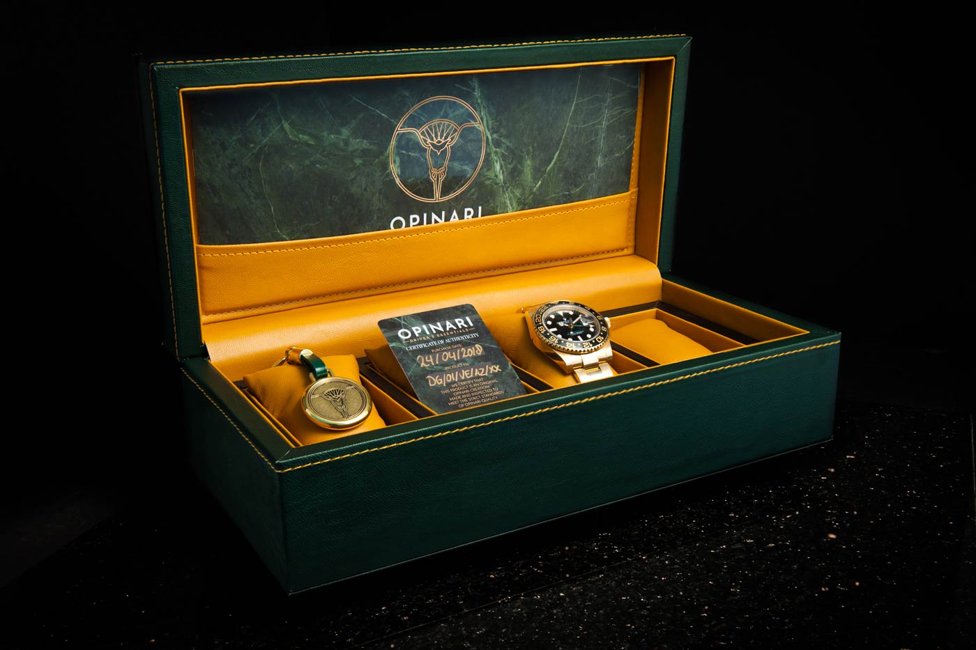 Watch box including golden rolex GMT