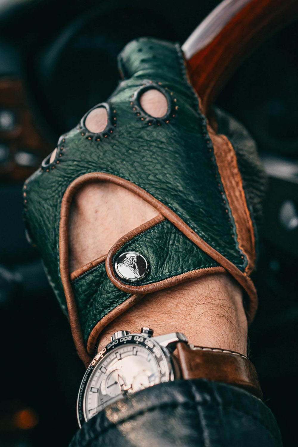 Green Alfa Romeo driving gloves