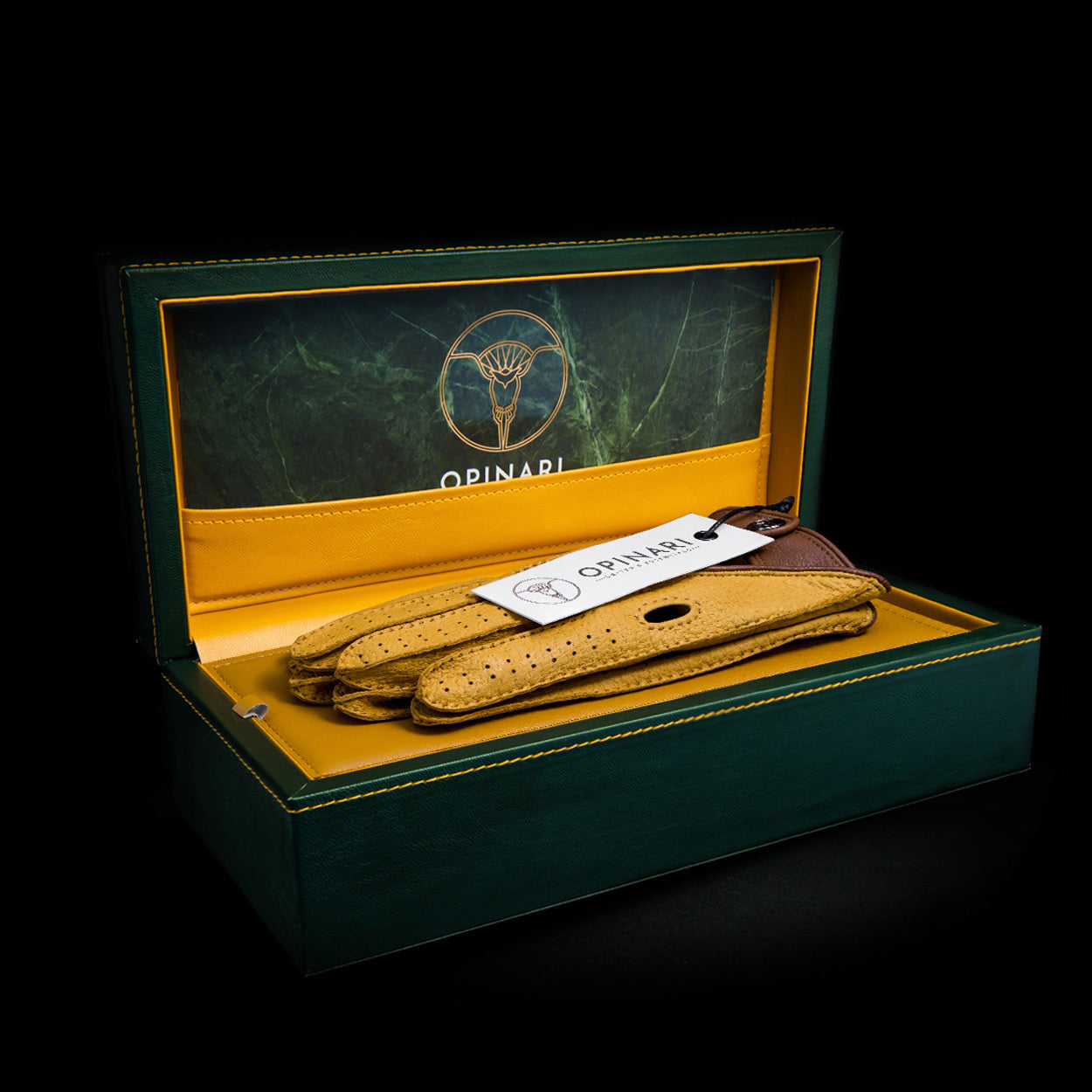 Yellow Italian peccary leather driving gloves