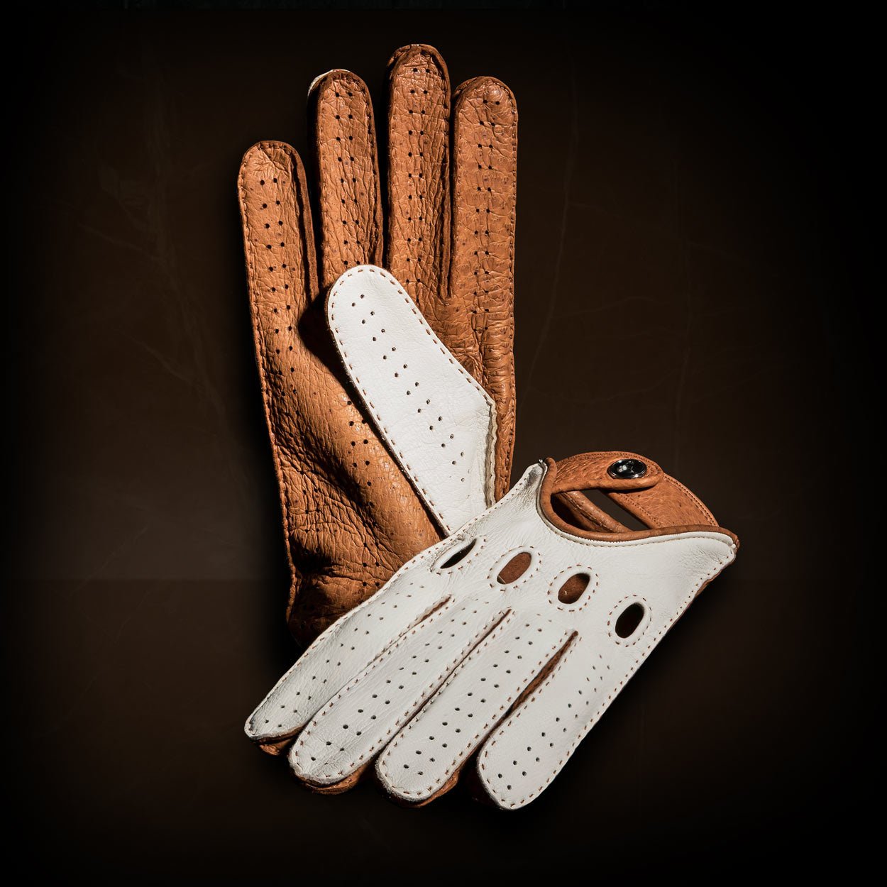 Genuine Leather Men's Driving Gloves White 7011