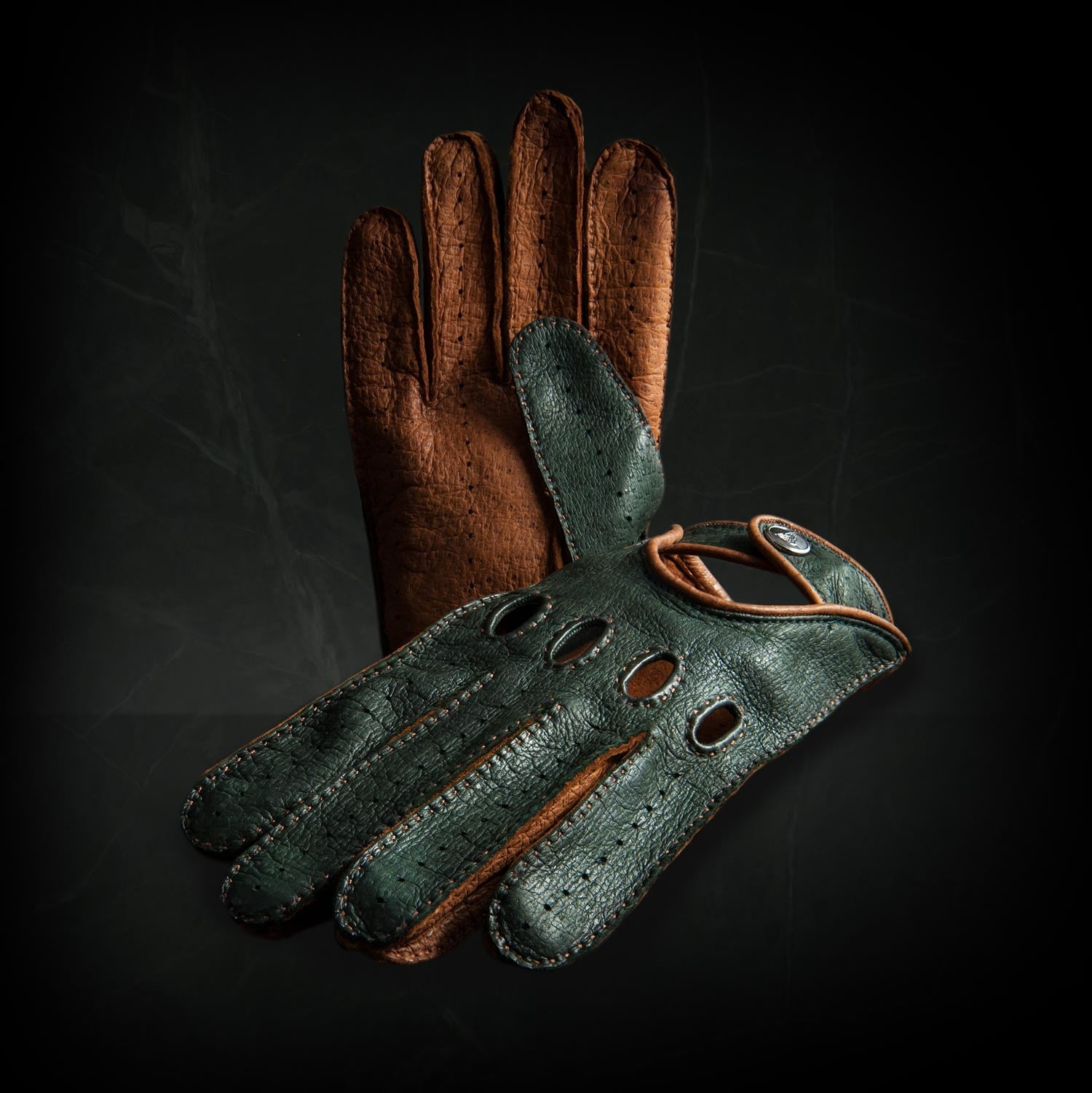 Driving Gloves - Green - Brown - Corsa Verde
