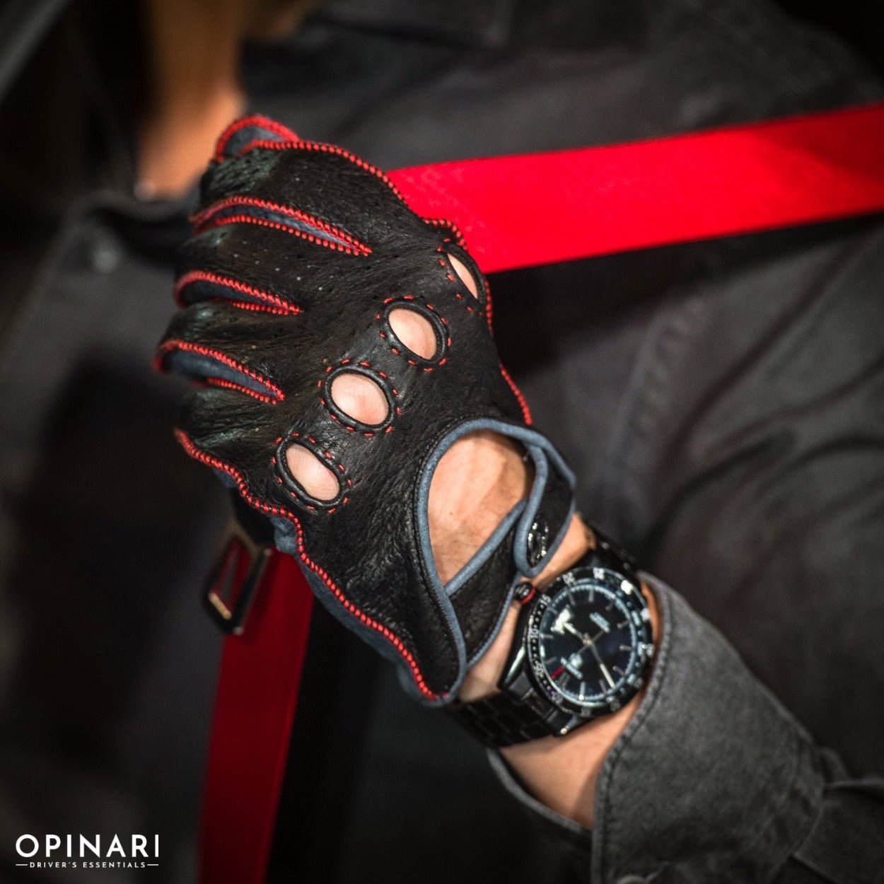 Red handmade Itallian driving gloves