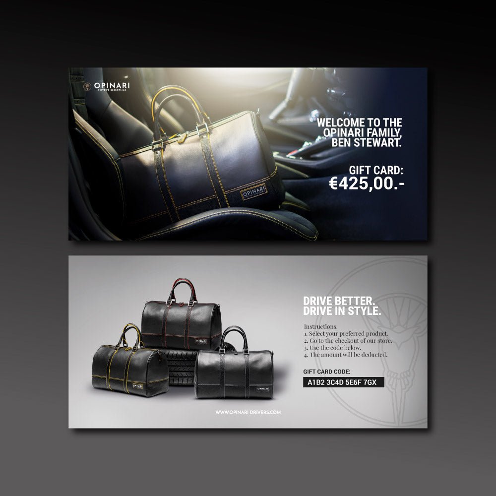 Driving gloves gift card