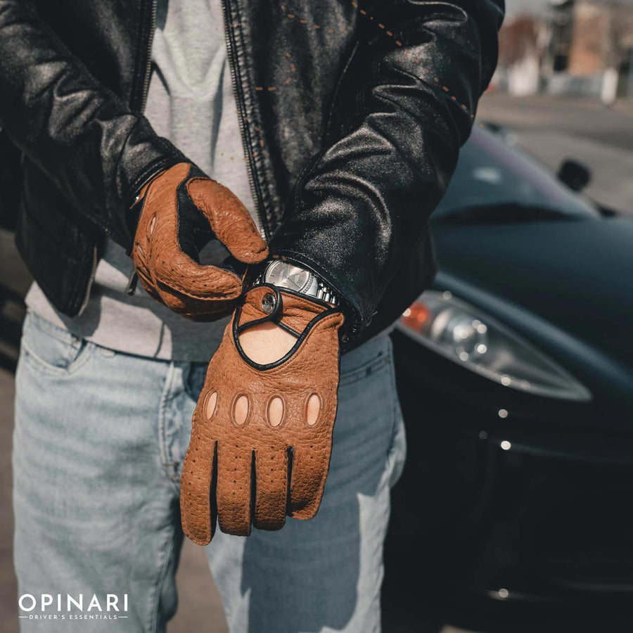 Black Brown driving gloves - Opinari - Driver's Essentials