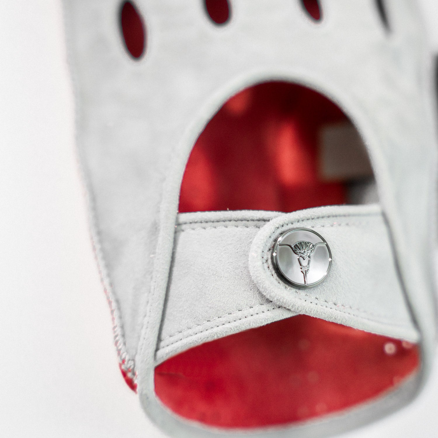 Light grey and deerskin red leather driving gloves