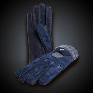 Blue Winter leather men's Driving Gloves - Opinari - Driver's Essentials