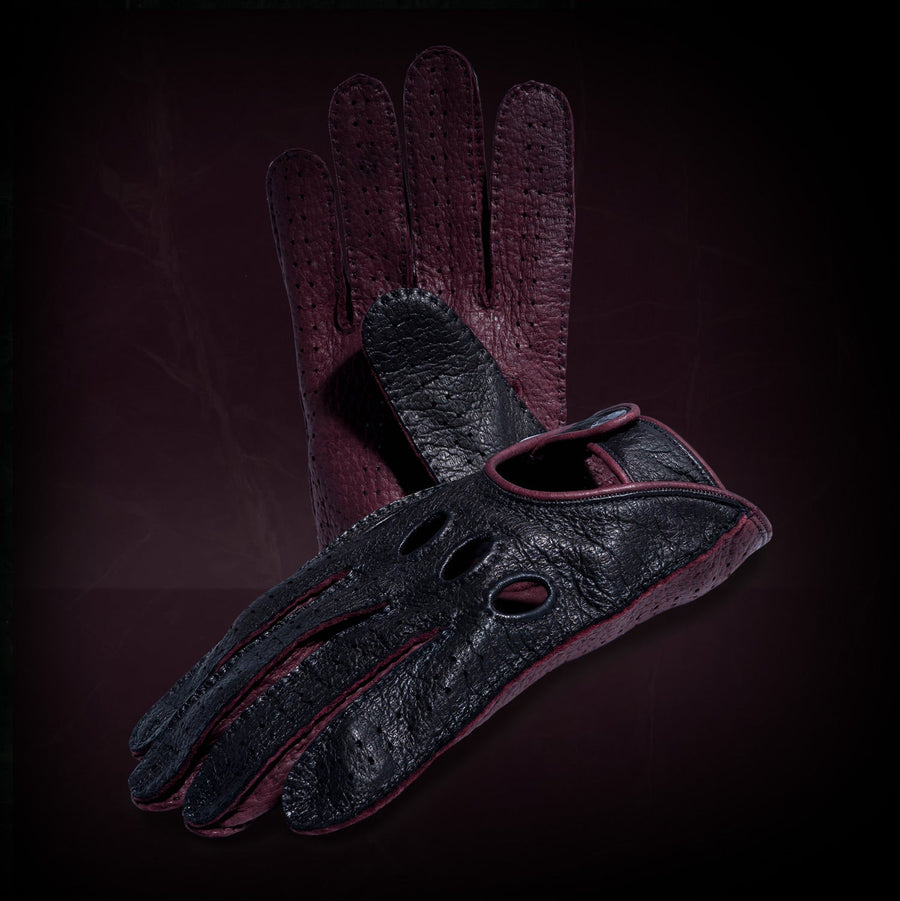 Bordeaux men's peccary leather driving gloves - made on request - Opinari - Driver's Essentials
