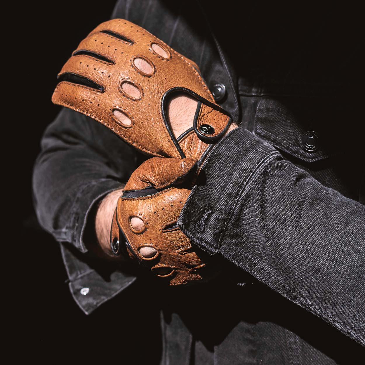 Brown - anthracite men's driving gloves