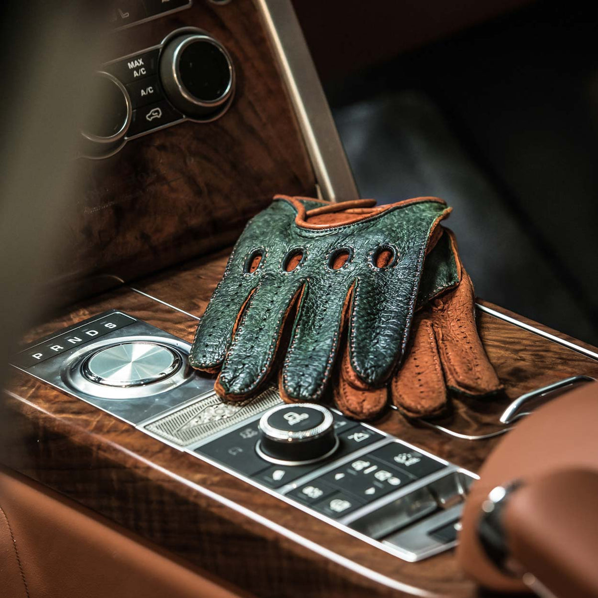 Driving Gloves Green Brown