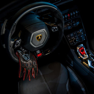 Red black lamborghini driving gloves - Opinari - Driver's Essentials